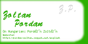 zoltan pordan business card